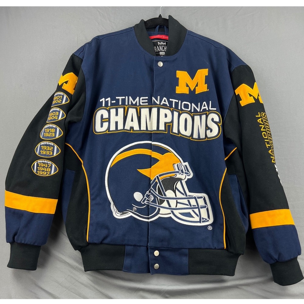 Franchise Club Michigan Wolverines Jacket Mens MED Blue 11x National Champions